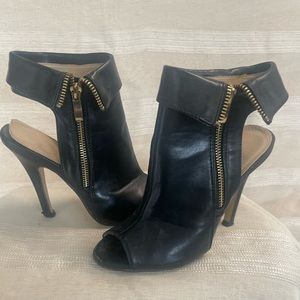 Black booties with a cuff /gold zipper